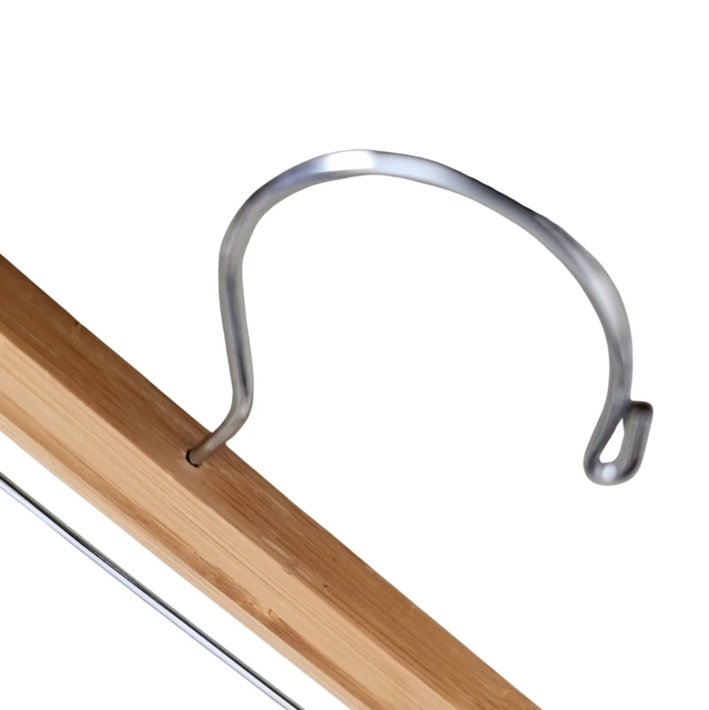 5 Piece Bamboo Hardwood Adjustable Chrome Sleek Clip Pant Hangers Swivel Hook